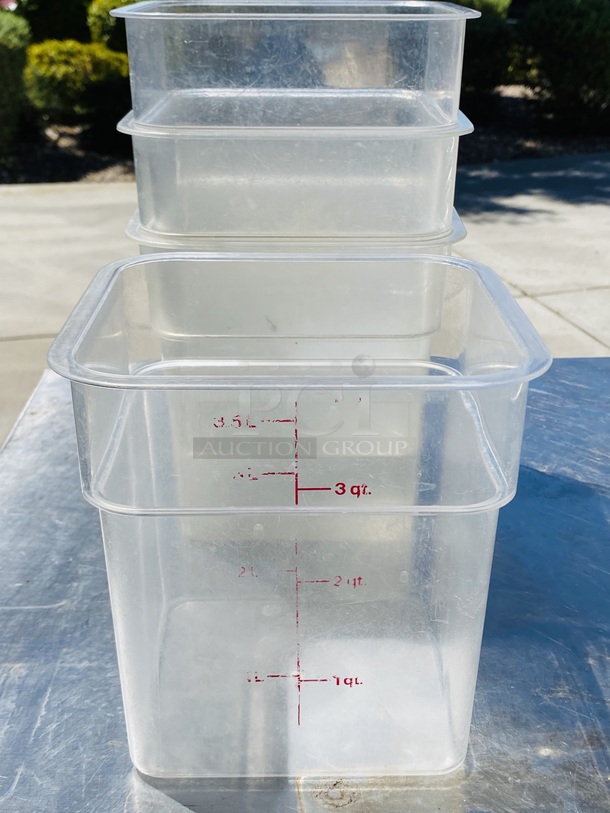 STEAL! Lot of (5) 4 Quart Polycarbonate Containers.

5x Your Bid - Image 2 of 2