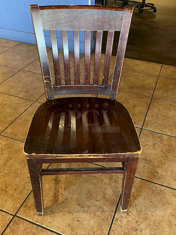 CLASSIC! Wood Dining Room Chairs - Color: Maple - 18x17-1/4x35     3x Your Bid        This lot located on site in Modesto, CA. Pick-up is scheduled for the weekend of 28-AUG-2020. Shipping is Available. Winning Bidder Must Contact PCI Auctions Southwest by 26-AUG-2020 to Confirm Shipping or Pick-Up Arrangements.