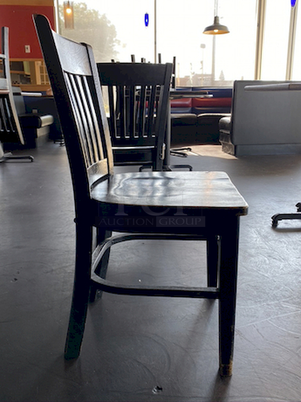CLASSIC! Wood Dining Room Chairs - Color: Black - 18x17-1/4x35     4x Your Bid        This lot located on site in Modesto, CA. Pick-up is scheduled for the weekend of 28-AUG-2020. Shipping is Available. Winning Bidder Must Contact PCI Auctions Southwest by 26-AUG-2020 to Confirm Shipping or Pick-Up Arrangements. - Image 3 of 5