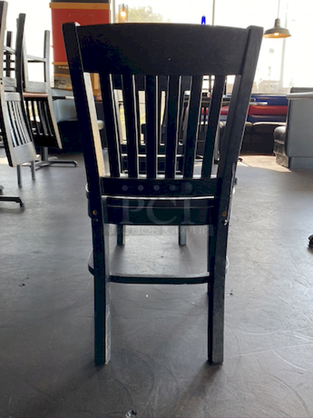 CLASSIC! Wood Dining Room Chairs - Color: Black - 18x17-1/4x35     4x Your Bid        This lot located on site in Modesto, CA. Pick-up is scheduled for the weekend of 28-AUG-2020. Shipping is Available. Winning Bidder Must Contact PCI Auctions Southwest by 26-AUG-2020 to Confirm Shipping or Pick-Up Arrangements. - Image 4 of 5