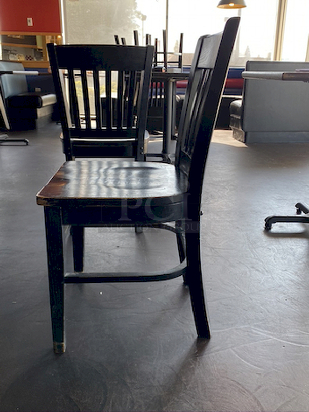CLASSIC! Wood Dining Room Chairs - Color: Black - 18x17-1/4x35     4x Your Bid        This lot located on site in Modesto, CA. Pick-up is scheduled for the weekend of 28-AUG-2020. Shipping is Available. Winning Bidder Must Contact PCI Auctions Southwest by 26-AUG-2020 to Confirm Shipping or Pick-Up Arrangements. - Image 5 of 5
