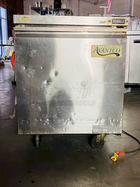 NICE! Avantco 27" Single Door Undercounter Freezer TUC Series 178TUC27F 6.25 cu. ft. on Commercial Casters. In working use and working properly when removed.  120V, 5.2Amps, 60Hz, 1Ph Exterior Dimensions 27.5" x 30" x 35";  Interior Dimensions: 22.25" x 22.75" x 23.5" - 6.25 Cubic Feet.   We were not able to test this item after removal due to warehouse temperature and power requirements.