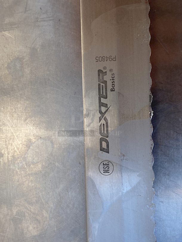 TRIPPLE THREAT! (3) Dexter Russell Basics 12" Scalloped Slicer White Handle - Basics, Model 31605 P94805.
Features: scalloped edge, stain-free, high-carbon steel, textured, polypropylene white handle, NSF Certified Knives!! Blade = 12in. Handle = 5in. Overall = 17"

3x Your Bid - Image 3 of 3