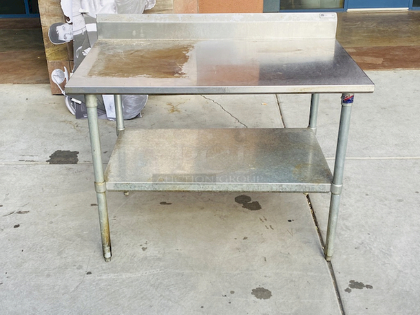 NICE! Stainless Steel Table With Backsplash and Cut-Out for Electric Cord. 48x30x40