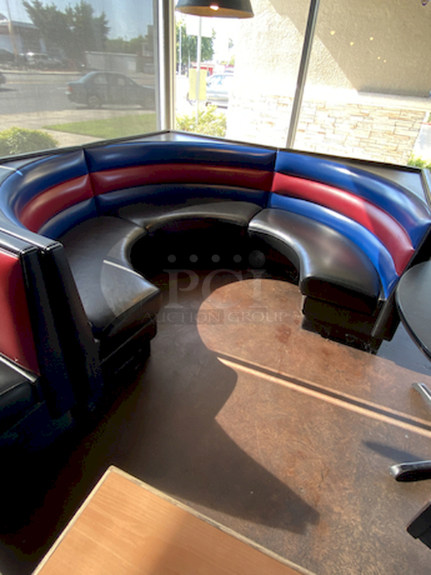 Set of 3, 3piece Round Booths.

Table Not Included.