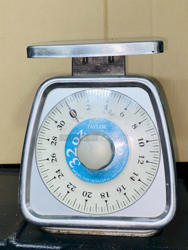 AWESOME! Taylor TS32 32 oz. Mechanical Portion Control Scale. Measure up to 32oz by 1/4oz

Width:	7 1/2 Inches
Depth:	7 1/2 Inches
Height:	8 3/4 Inches

