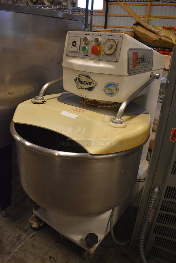 FANTASTIC! Diosna Model SP 80 0 Metal Commercial Floor Style 80 KG, 100 Quart Spiral Mixer w/ Metal Mixing Bowl and Dough Hook. 208-240 Volts, 3 Phase. 26x42x49