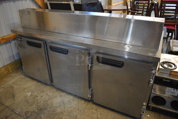 NICE! 2014 Leader Model ESLM72S/C Stainless Steel Commercial Cooler w/ 2 Lids and 3 Doors. 115 Volts, 1 Phase. 72x32x40. Tested and Working! - Image 8 of 11