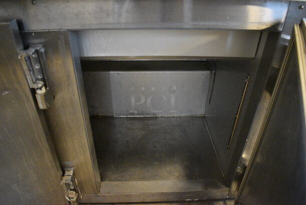 NICE! 2014 Leader Model ESLM72S/C Stainless Steel Commercial Cooler w/ 2 Lids and 3 Doors. 115 Volts, 1 Phase. 72x32x40. Tested and Working! - Image 9 of 11