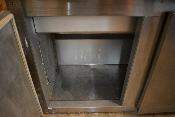 NICE! 2014 Leader Model ESLM72S/C Stainless Steel Commercial Cooler w/ 2 Lids and 3 Doors. 115 Volts, 1 Phase. 72x32x40. Tested and Working! - Image 11 of 11