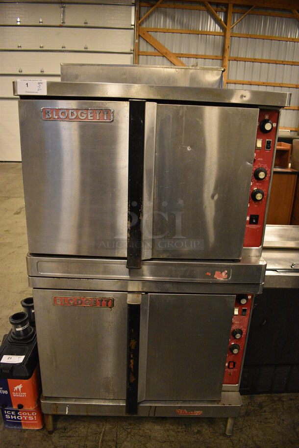2 GORGEOUS! Blodgett Stainless Steel Commercial Electric Powered Full Size Convection Oven w/ Solid Doors, Metal Oven Racks and Thermostatic Controls. 38x37x66. 2 Times Your Bid!