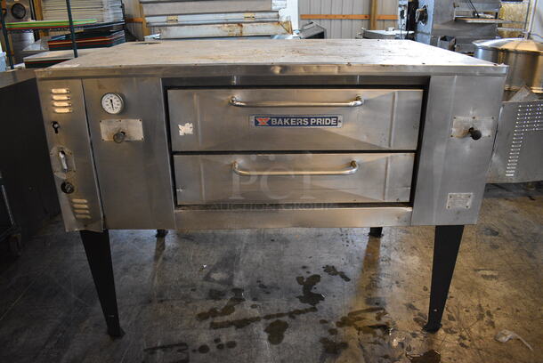 AWESOME! Baker's Pride Model DS805 Stainless Steel Commercial Natural Gas Powered Single Deck Pizza Oven w/ Cooking Stones on Metal Legs. Unit Has Been Recently Refurbished! 66x43x50