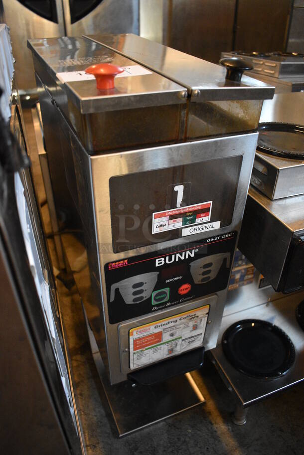NICE! 2007 Bunn Model G9-2T DBC Metal Commercial Countertop 2 Hopper Coffee Bean Grinder. 120 Volts, 1 Phase. 8.5x8x27. Tested and Working! - Image 3 of 6