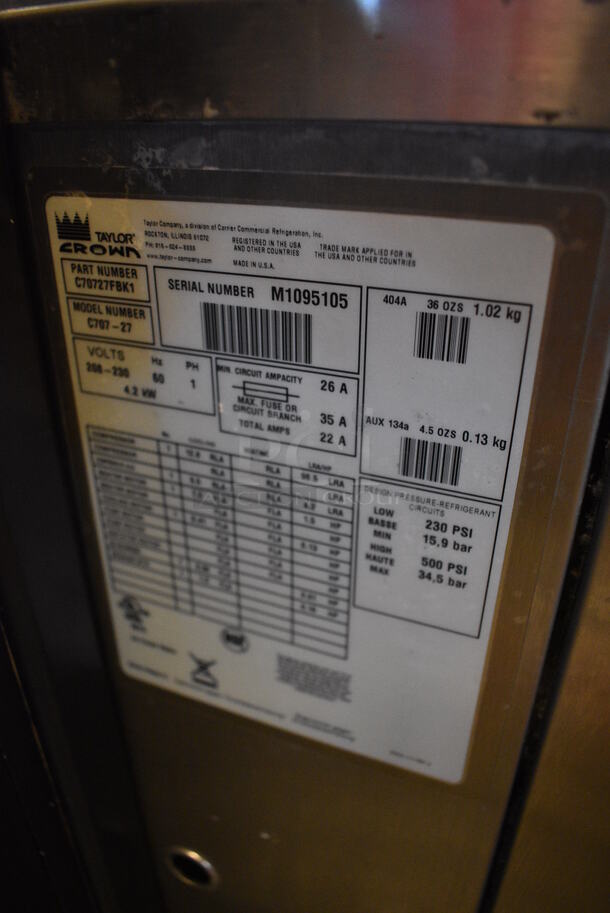 BEAUTIFUL! 2010 Taylor Model C707-27 Stainless Steel Commercial Countertop Air Cooled Single Flavor Soft Serve Ice Cream Machine w/ Drink Mixing Attachment. 208-230 Volts, 1 Phase. 21x34x36 - Image 7 of 7