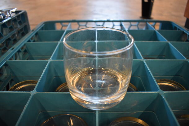25 Rocks Glasses in Dish Caddy. 3x3x3.25. 25 Times Your Bid! - Image 1 of 2