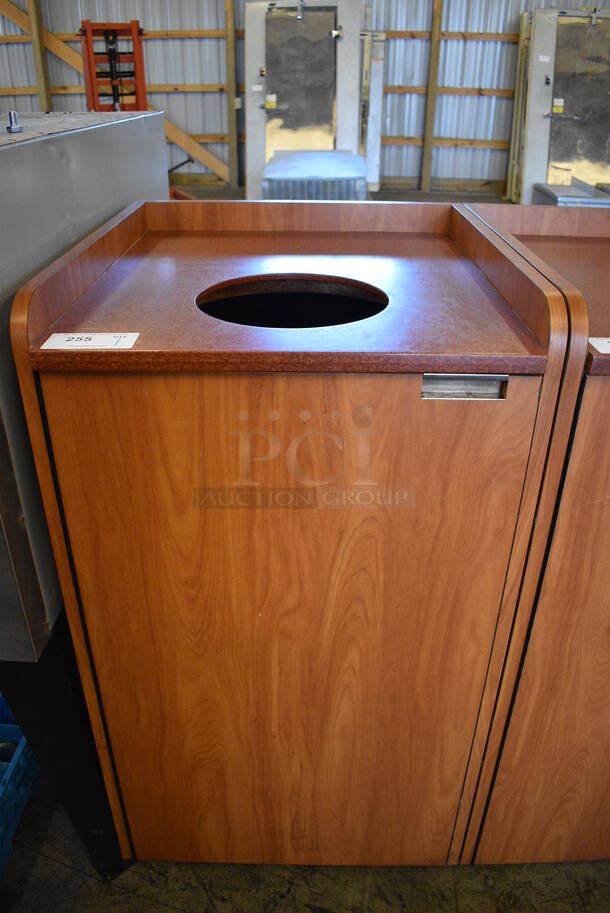 Wood Pattern Trash Can Shell w/ Trash Deposit Hole, Front Door and Trash Can. 24x26x44 - Image 1 of 5