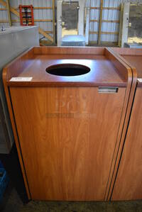 Wood Pattern Trash Can Shell w/ Trash Deposit Hole, Front Door and Trash Can. 24x26x44