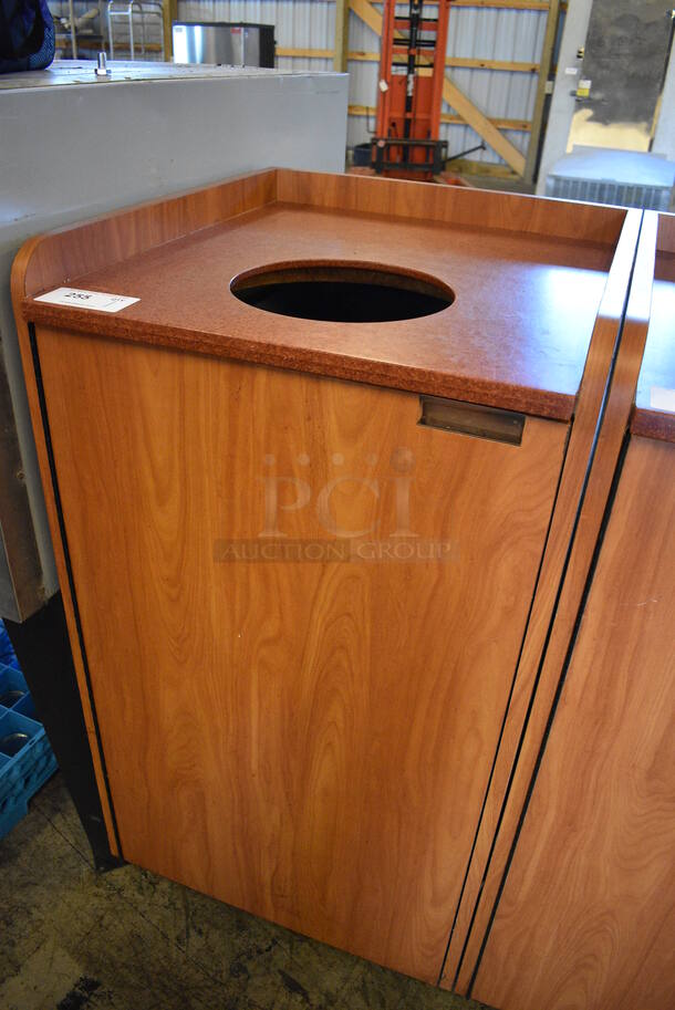 Wood Pattern Trash Can Shell w/ Trash Deposit Hole, Front Door and Trash Can. 24x26x44 - Image 3 of 5