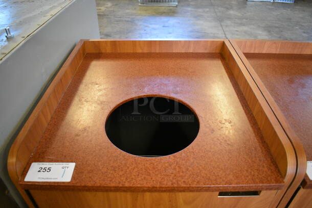 Wood Pattern Trash Can Shell w/ Trash Deposit Hole, Front Door and Trash Can. 24x26x44 - Image 4 of 5