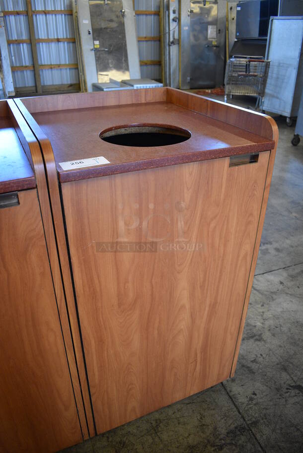 Wood Pattern Trash Can Shell w/ Trash Deposit Hole, Front Door and Trash Can. 24x26x44 - Image 2 of 3