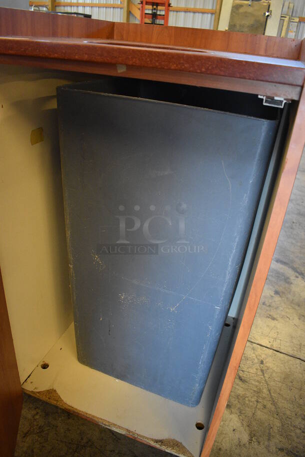 Wood Pattern Trash Can Shell w/ Trash Deposit Hole, Front Door and Trash Can. 24x26x44 - Image 3 of 3