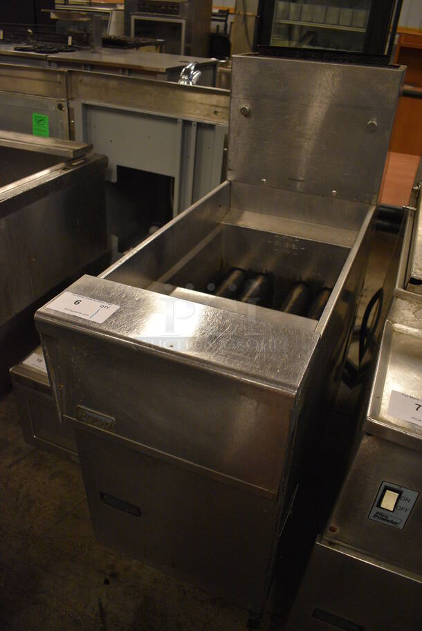 NICE! Pitco Frialator Model SG14P Stainless Steel Commercial Floor Style Natural Gas Powered Deep Fat Fryer on Commercial Casters. 122,000 BTU. 15.5x34x47 - Image 2 of 7