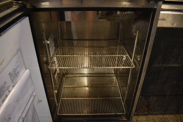 NICE! Glastender Model BB24-N1-BSN(L) Stainless Steel Commercial Single Door Undercounter Cooler on Commercial Casters. 115 Volts, 1 Phase. 24x25x38.5. Tested and Working! - Image 4 of 5