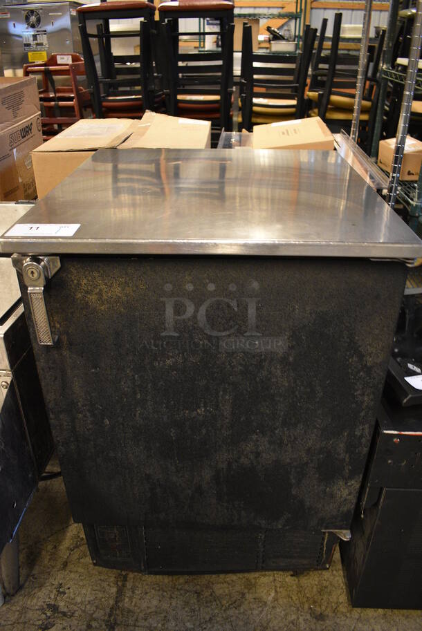 NICE! Glastender Model MFV24-BS(R) Stainless Steel Commercial Single Door Undercounter Cooler on Commercial Casters. 115 Volts, 1 Phase. 24x25x38.5. Tested and Powers On But Does Not Get Cold - Image 1 of 5