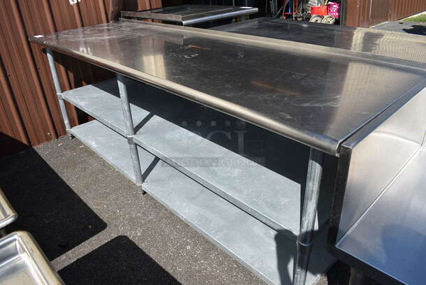 Stainless Steel Commercial Table w/ 2 Metal Undershelves. 96x30x35