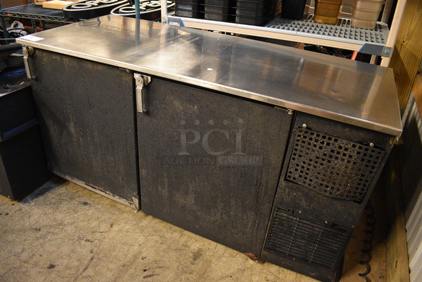 NICE! Glastender Model LP60-R1-BS(RR) Stainless Steel Commercial 2 Door Undercounter Cooler on Commercial Casters. 115 Volts, 1 Phase. 60x25x32. Tested and Powers On But Does Not Get Cold - Image 3 of 6