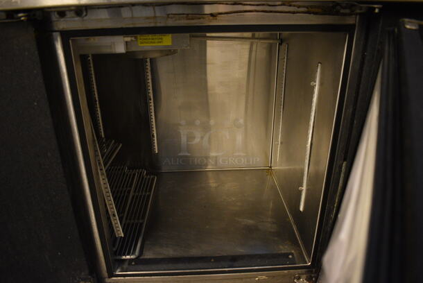 NICE! Glastender Model LP60-R1-BS(RR) Stainless Steel Commercial 2 Door Undercounter Cooler on Commercial Casters. 115 Volts, 1 Phase. 60x25x32. Tested and Powers On But Does Not Get Cold - Image 4 of 6