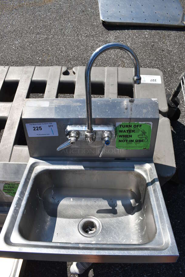 Stainless Steel Commercial Single Bay Wall Mount Sink w/ Faucet and Handles. 17x15x32 - Image 3 of 3