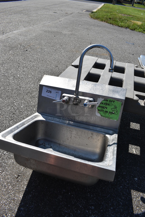 Stainless Steel Commercial Single Bay Wall Mount Sink w/ Faucet and Handles. 17x15x22 - Image 2 of 3