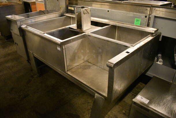 Stainless Steel Commercial 2 Bay Ice Bin w/ Cold Plates. 60x36x42