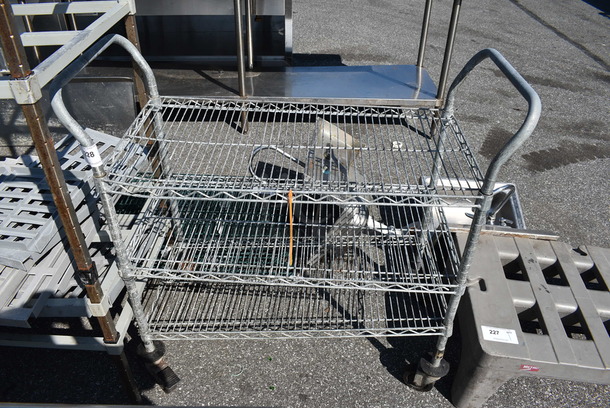 Gray 3 Tier Cart w/ 2 Push Handles on Commercial Casters. 41x18x39 - Image 1 of 3