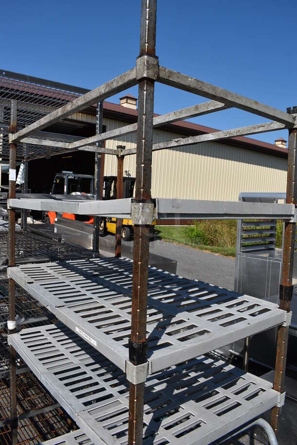 Metal 5 Tier Shelving Unit w/ Poly Shelf Covers. 42x24x84. BUYER MUST DISMANTLE. PCI CANNOT  DISMANTLE FOR SHIPPING. PLEASE CONSIDER FREIGHT CHARGES. - Image 2 of 3