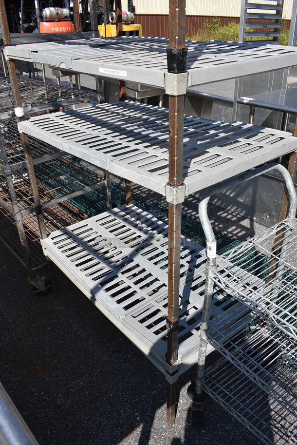 Metal 5 Tier Shelving Unit w/ Poly Shelf Covers. 42x24x84. BUYER MUST DISMANTLE. PCI CANNOT  DISMANTLE FOR SHIPPING. PLEASE CONSIDER FREIGHT CHARGES. - Image 3 of 3