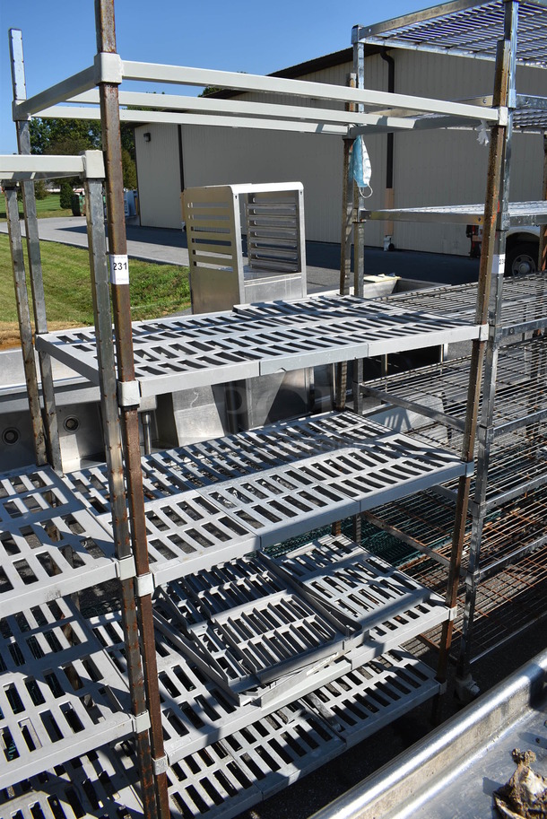 Metal 5 Tier Shelving Unit w/ Poly Shelf Covers. 42x24x84. BUYER MUST DISMANTLE. PCI CANNOT  DISMANTLE FOR SHIPPING. PLEASE CONSIDER FREIGHT CHARGES. - Image 2 of 3