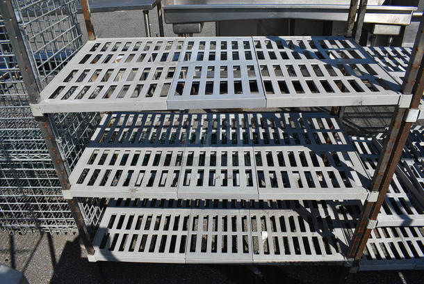 Metal 4 Tier Shelving Unit w/ Poly Shelf Covers. 48x24x84. BUYER MUST DISMANTLE. PCI CANNOT  DISMANTLE FOR SHIPPING. PLEASE CONSIDER FREIGHT CHARGES. - Image 3 of 3