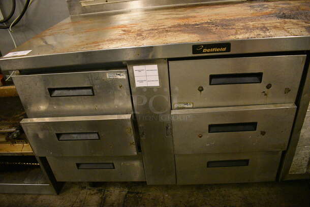 NICE! Delfield Stainless Steel Commercial Work Top Cooler w/ 6 Drawers on Commercial Casters. 62x31x39. Cannot Test - Unit Trips Breaker - Image 5 of 6