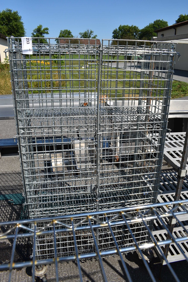 Chrome Finish 4 Tier Shelving Unit w/ Liquor Cage on Commercial Casters. 38x19x69. BUYER MUST DISMANTLE. PCI CANNOT  DISMANTLE FOR SHIPPING. PLEASE CONSIDER FREIGHT CHARGES. - Image 3 of 5