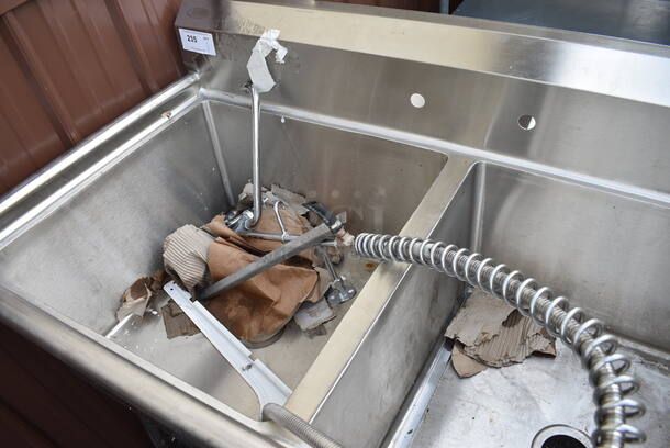 Stainless Steel Commercial 2 Bay Sink w/ Faucet and Spray Nozzle Attachment. 55x30x42. Bays 24x24x13 - Image 5 of 5