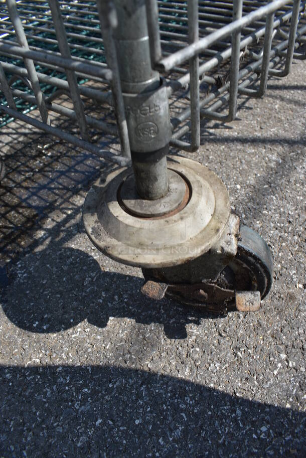 Chrome Finish 4 Tier Shelving Unit w/ Liquor Cage on Commercial Casters. 38x19x69. BUYER MUST DISMANTLE. PCI CANNOT  DISMANTLE FOR SHIPPING. PLEASE CONSIDER FREIGHT CHARGES. - Image 5 of 5