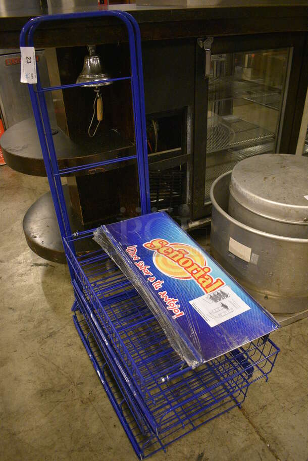 ALL ONE MONEY! Lot of Blue Metal Pieces to Dry Display Shelving Unit! 25x16x4, 14x1x45 - Image 2 of 4