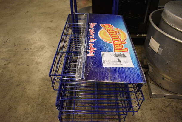 ALL ONE MONEY! Lot of Blue Metal Pieces to Dry Display Shelving Unit! 25x16x4, 14x1x45 - Image 3 of 4