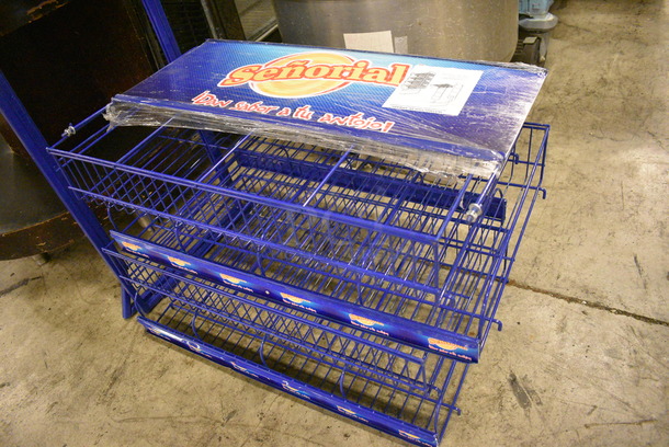 ALL ONE MONEY! Lot of Blue Metal Pieces to Dry Display Shelving Unit! 25x16x4, 14x1x45 - Image 4 of 4