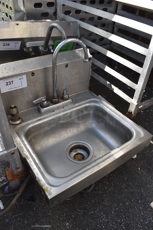 Stainless Steel Commercial Single Bay Wall Mount Sink w/ Faucet and Handles. 17x15x19 - Image 2 of 3