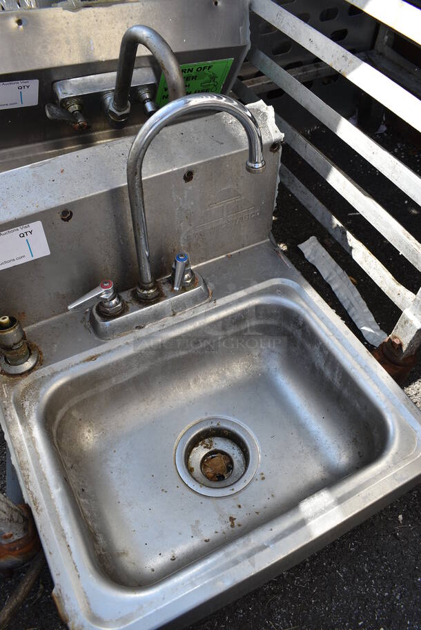 Stainless Steel Commercial Single Bay Wall Mount Sink w/ Faucet and Handles. 17x15x19 - Image 3 of 3