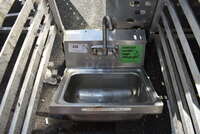 Stainless Steel Commercial Single Bay Wall Mount Sink w/ Faucet and Handles. 17x15x19