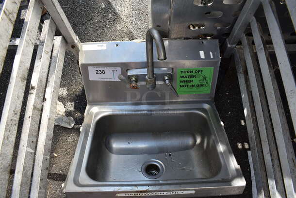Stainless Steel Commercial Single Bay Wall Mount Sink w/ Faucet and Handles. 17x15x19 - Image 3 of 3